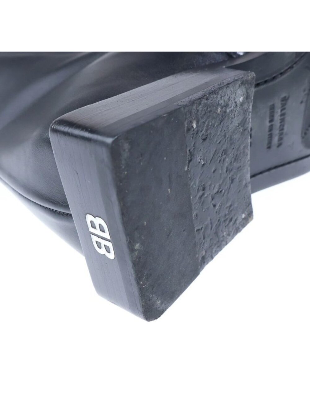 Balenciaga BB Logo Square Toe Side Zip Ankle Boots Black - Picture 6 of 6